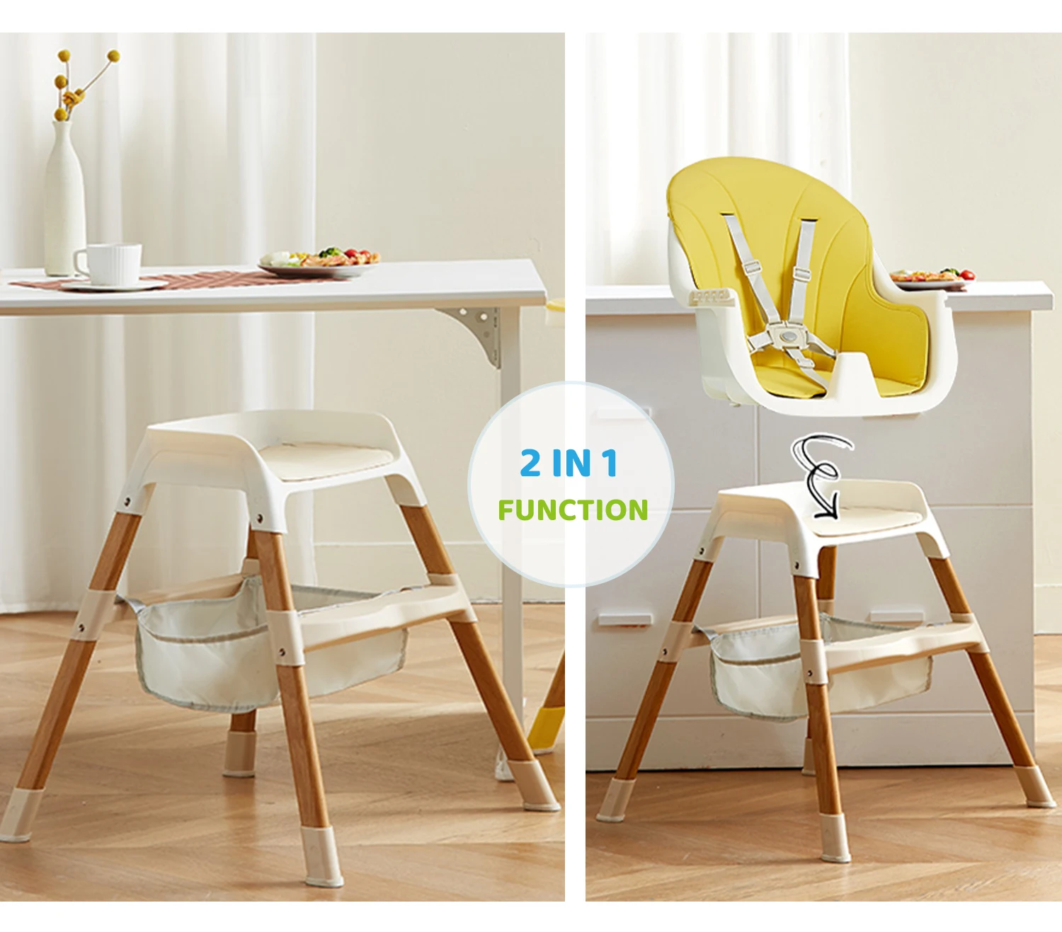 2 In 1 Tetachable Baby Seat Bar Chair And Feed High Dining Chair For ...