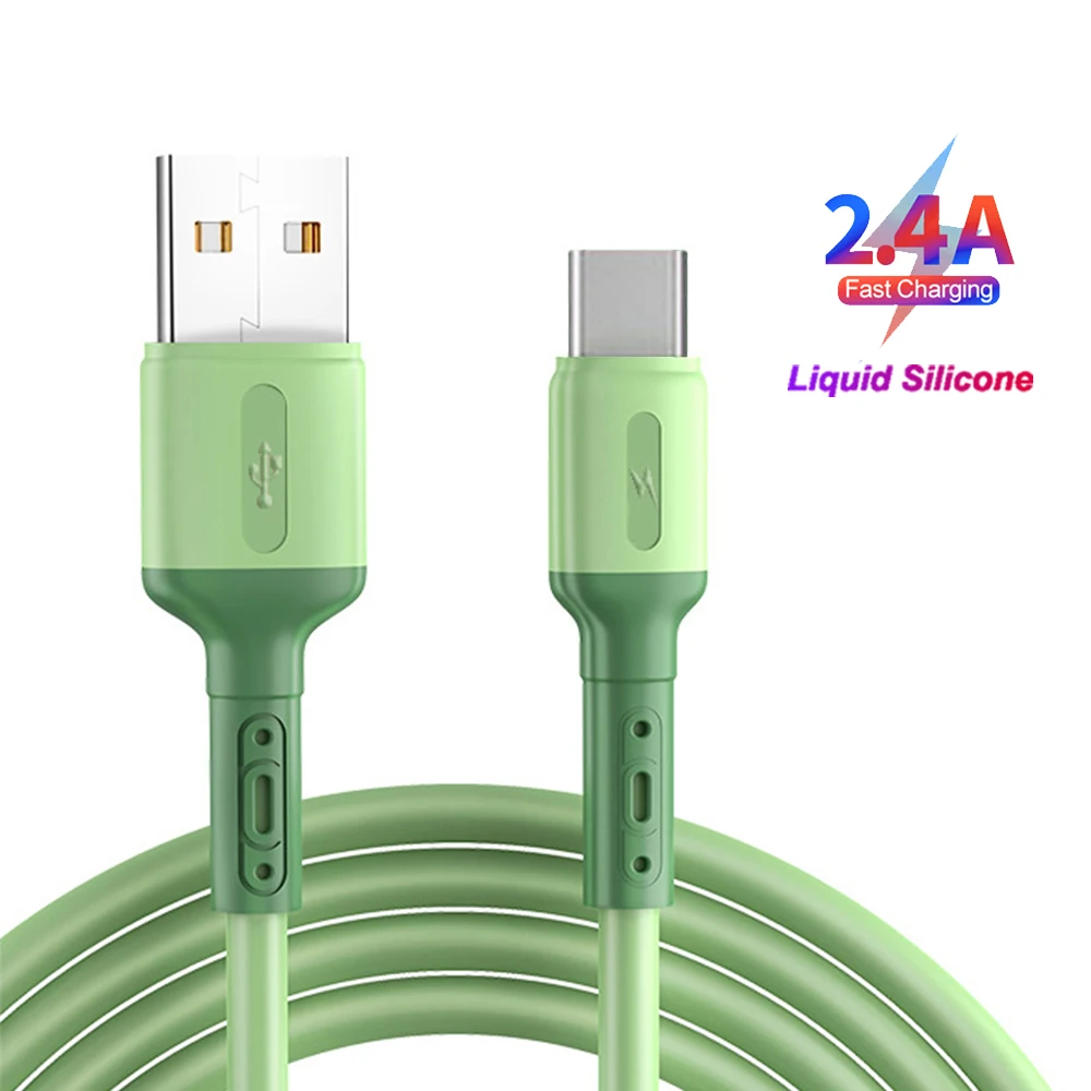 1 м 2 м жидкий Micro USB Type C кабель Быстрая зарядка USB зарядное устройство кабель для Samsung Xiaomi huawei Quick Charge силиконовый провод