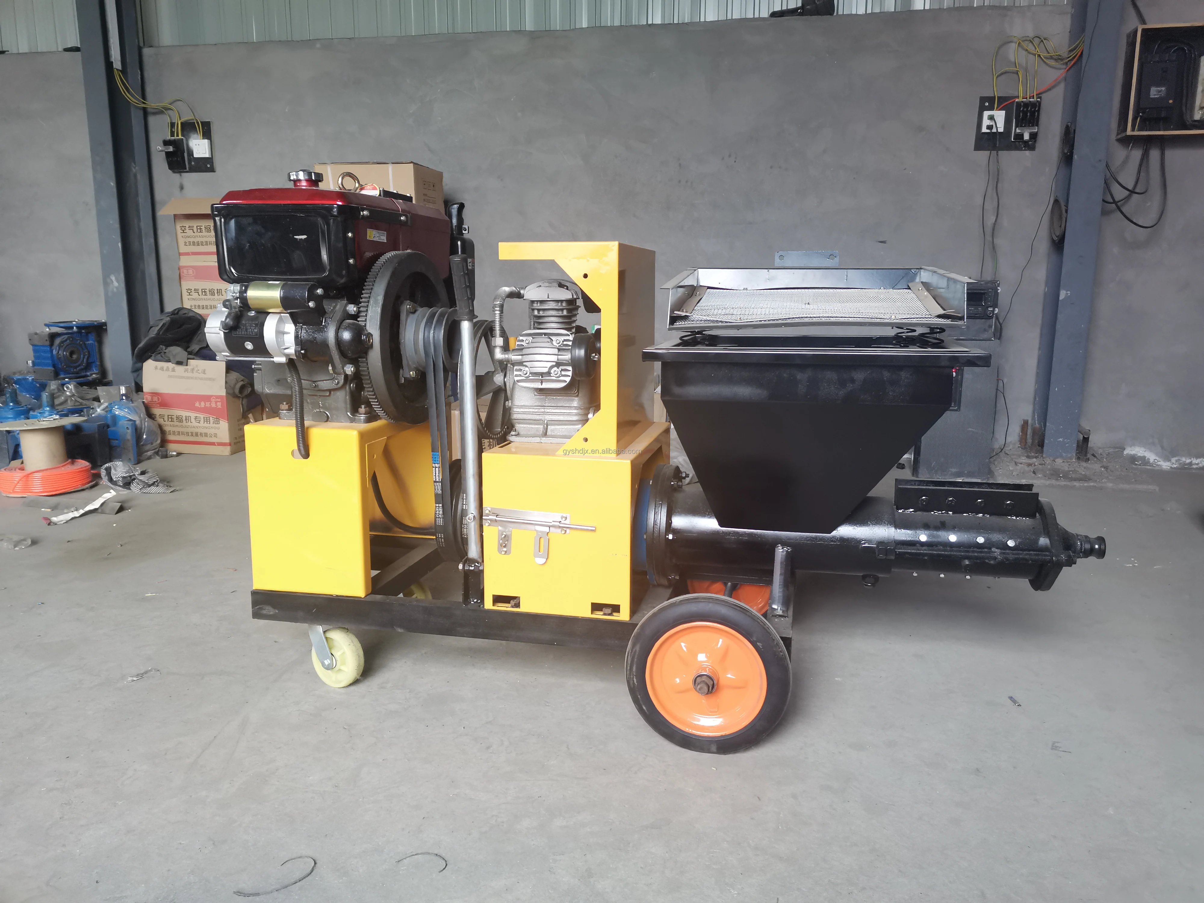 311 Portable Large Hopper Mortar Spray Machine Air Compressor ...