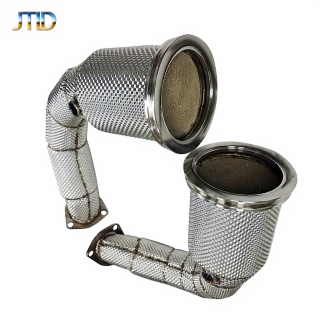 High Performance Aftermarket Stainless Steel Heat Shield Exhaust 200 Cells Euro V Catted Downpipe