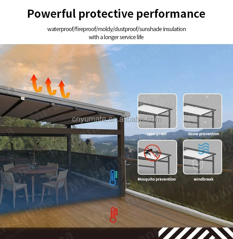 Customized 8m Instolation Motorized Pergola Roof 3x6 Dining Trade Outdoor Gazebo Aluminium Louvre Roof Insulated Miami Greenzone