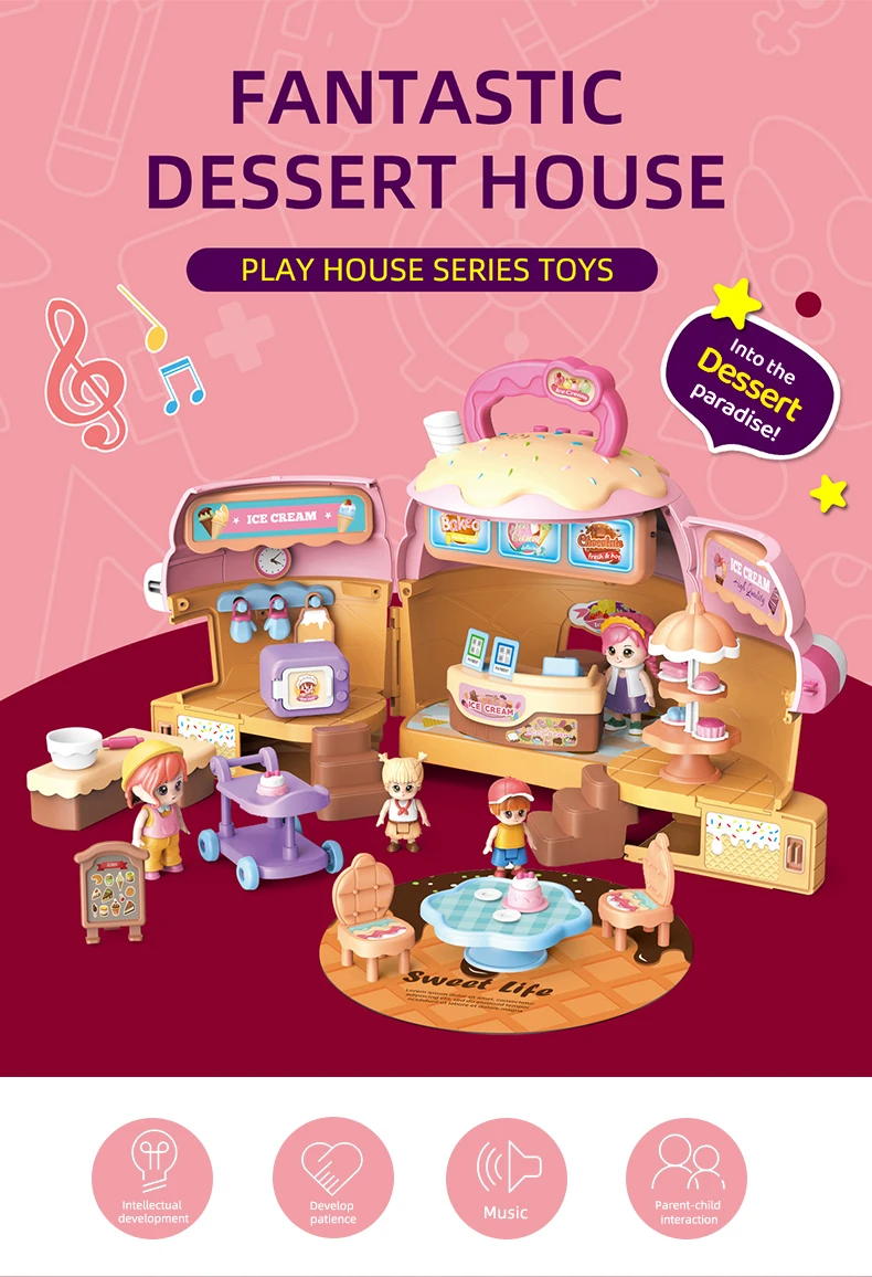 Children Pretend Funny Play Kitchen Ice Cream Shop Toy Plastic Sweet