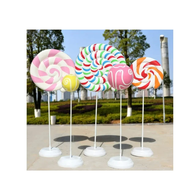 Hot selling fiberglass outdoor mall lollipop statue for dessert shop pop art sculpture