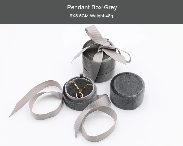 Wholesale Custom Velvet Jewelry Box Ribbon Pendant Necklace Ring Box