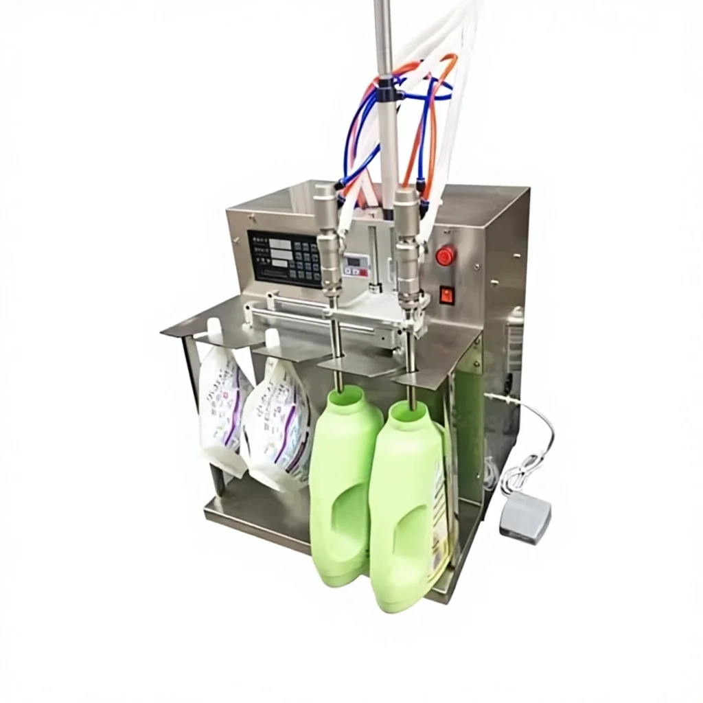 TEBAK Semi-Automatic Filling Capping Machine | Customizable Heads for Doypack Spout Pouch Liquid Packaging