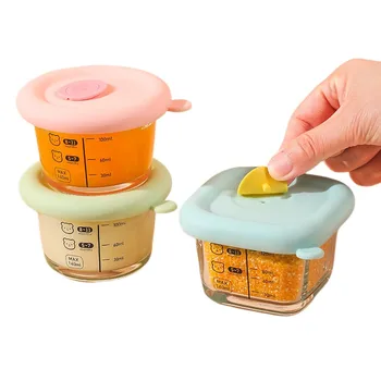 Hot Selling 4 Oz Glass Baby Food Jars with Silicone Lid Portable Food Grade Borosilicate Glass Jars