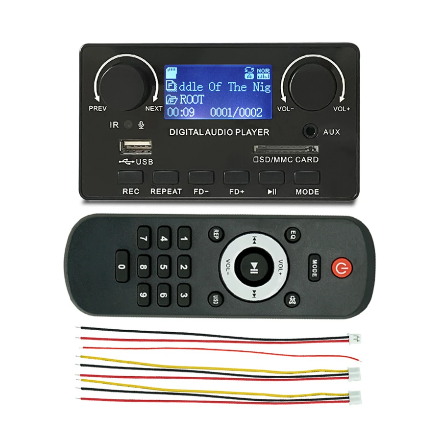 Bluetooth Wireless Audio Speaker Record Decoder MP3 Player Module With Volume Knob LCD Screen Display