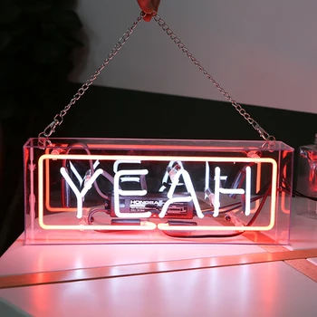 Led Neon Light Acrylic Glass Box Party Wall Hanging Bar Atmosphere Shop Window Decoration Wedding Word Sign Art Photography Prop