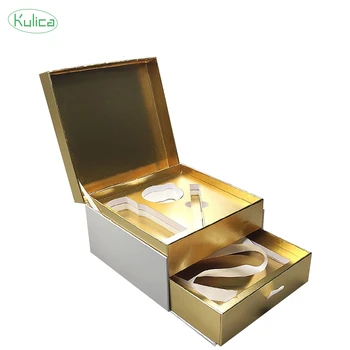 KULICA Flip Paper Box Jewelry Pink Ribbon Sliding Cosmetic Set Lipstick  Earring Bracelet  Drawer Box