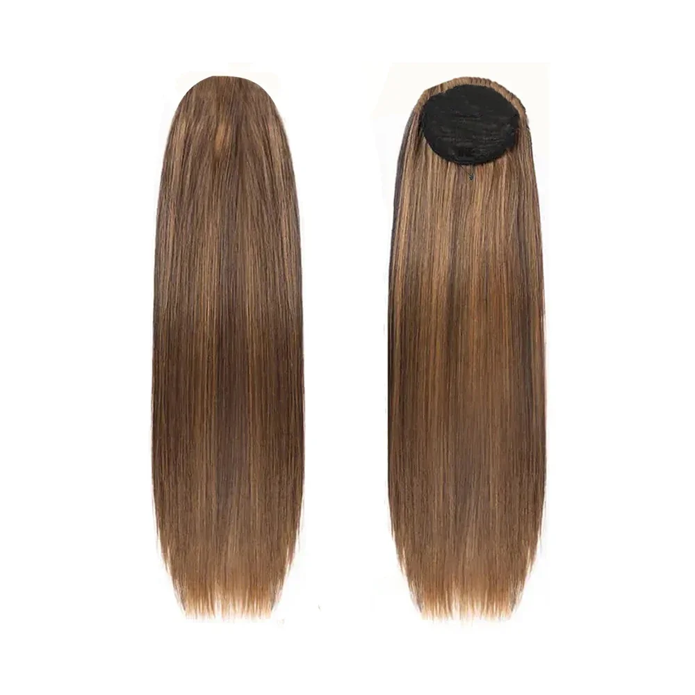 Gerader Pferdeschwanz zum Anklipsen, Pferdeschwanz mit Kordelzug, P4/27, brasilianisches Remy-Haar, 100 % Echthaar, Pferdeschwanzverlängerung für Frauen, 40,6–66 cm_voghion.com