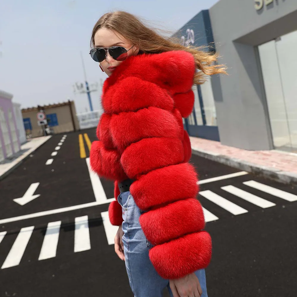Cropped Red Fuzzy Jacket Fox Fur Red Cropped Fur Jacket Shop Our