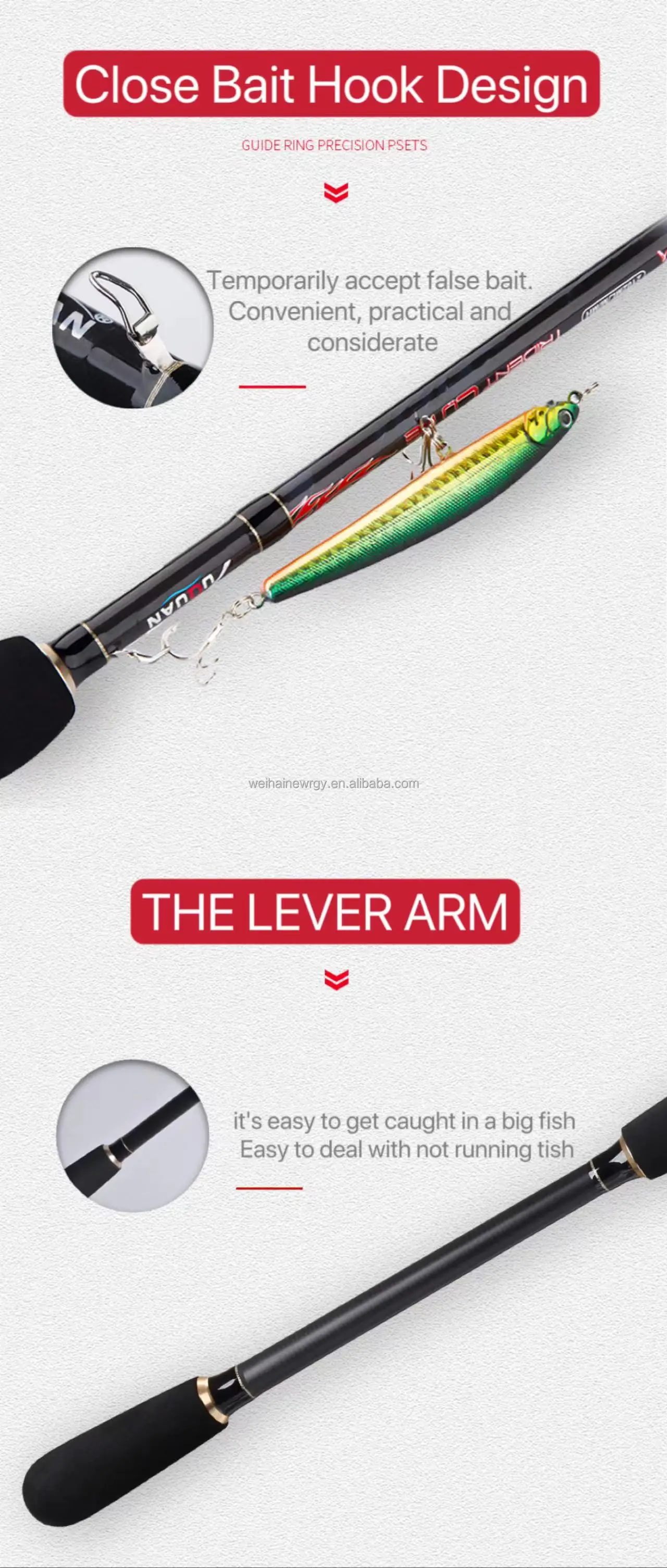 1.8m 2.1m 2.4m 2.7m High Carbon Fiber Fishing Rod Spinning Casting Lure