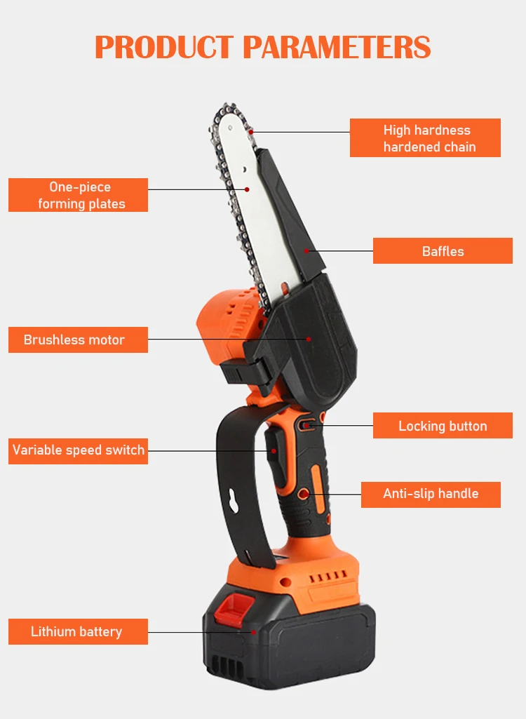 Mini Chainsaw Cordless Handheld Portable Branch Wood Cutter Pro Hand Saw 8 Inch Electric Pruning Shears Chainsaw Household  Tool