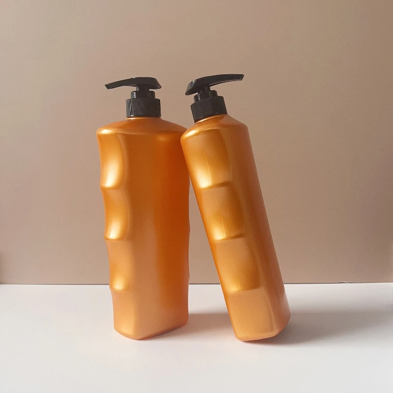 2024 New Large-capacity 1000ml Pet Body Wash Shampoo Water Bottle Pressure Pump Emulsion Flat Bottle