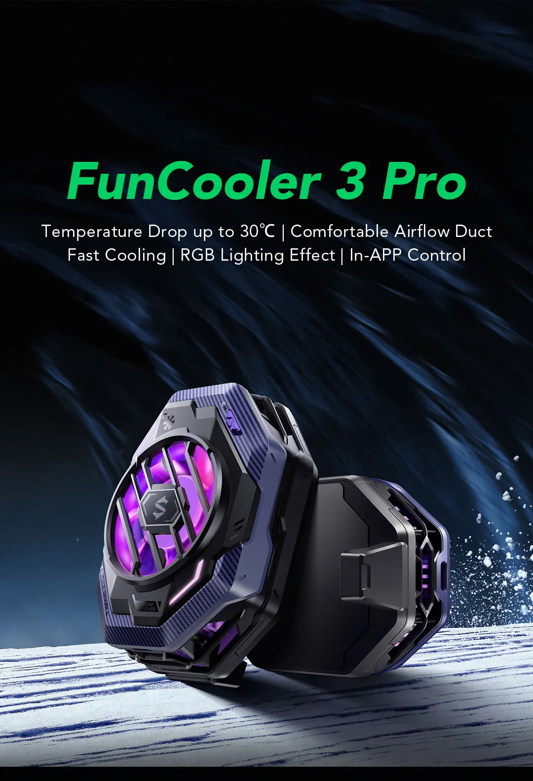Black Shark FunCooler 5 Magnetic Cell Phone Cooler For Gaming, Portable Mobile Phone Cooling Fan With RGB Light, Cellphone Radiator For IPhone