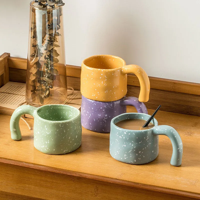 Solhui INS Nordic Style Irregular Splash Ink Ceramic Handmade Coffee Shop Mugs Speckled Coffee Mug