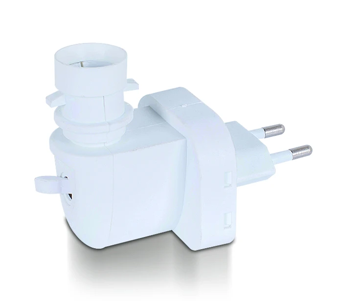E14 Base Socket CE ROHS Salt Lamp Night Light Rotating EU Plug Adapter Socket PBT Material 220V-242V 1-Year Warranty