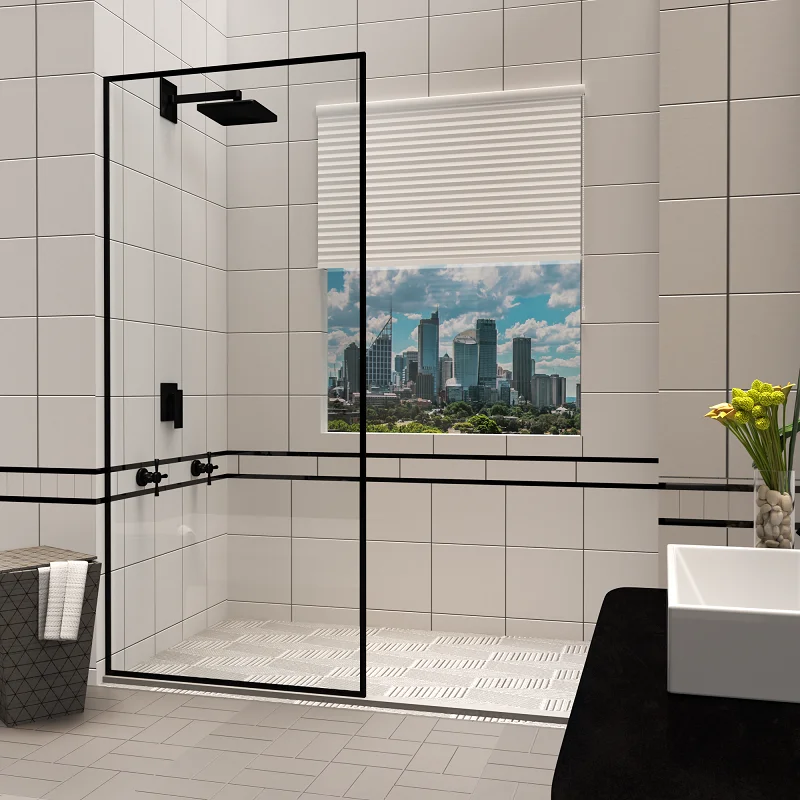 Factory Direct Sale Bathroom Corner Walk in Shower Screen With Frame Hotel Glass Shower Door Partition