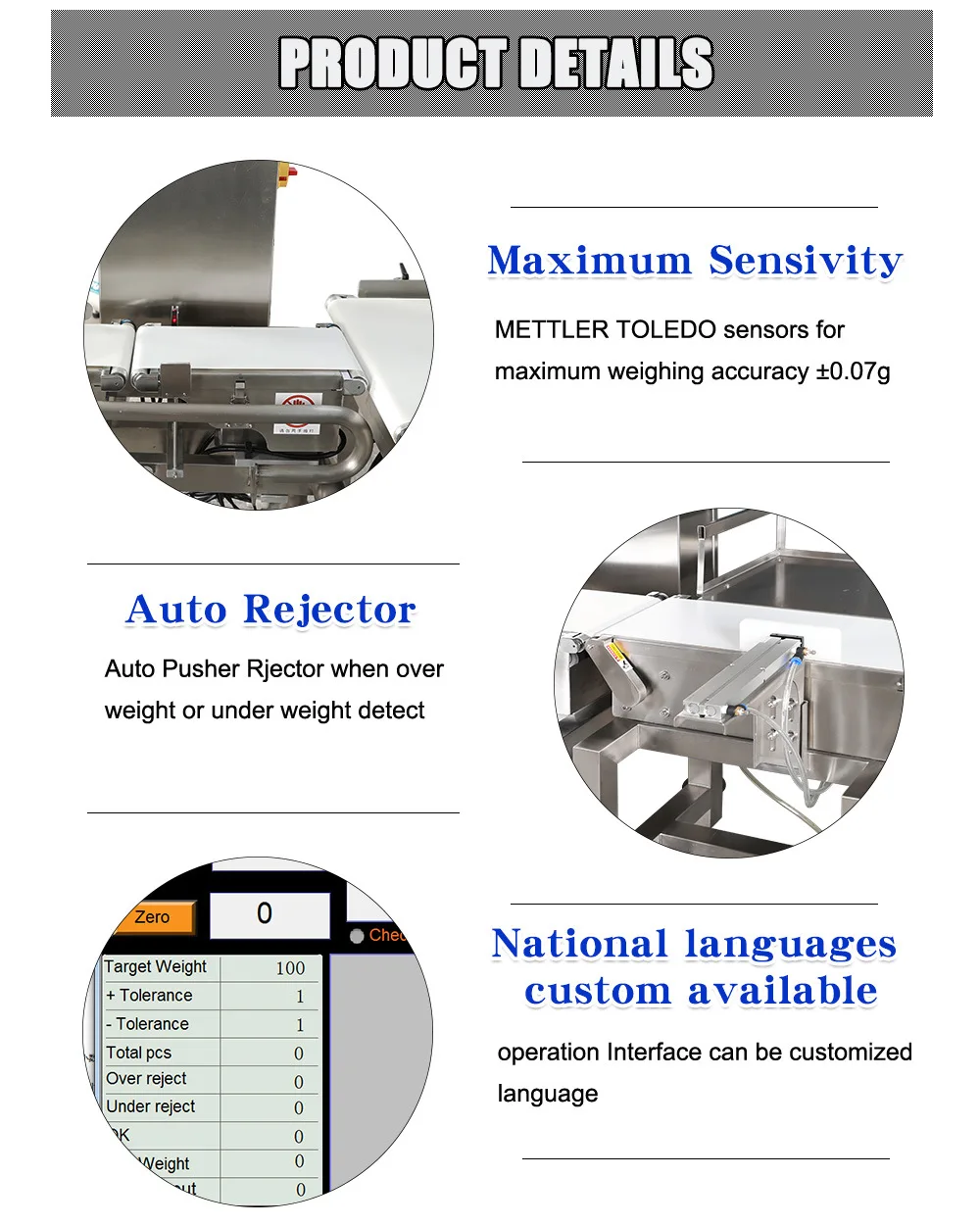Cheap Dynamic Weighing Machine  In-line Touch Screen Conveyor Calibration Scale Weight Calibration Machine