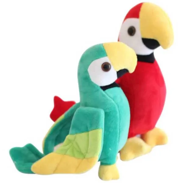 3051 Lifelike 8 Inch Green / Red Soft Plush Stuffed Animal Macaw Parrot