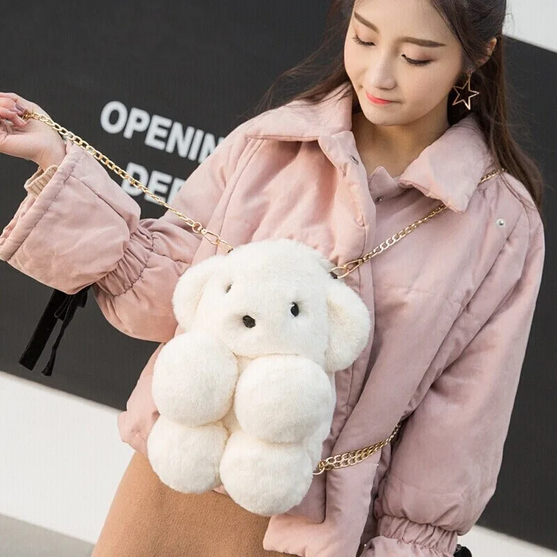 Wholesale Hot sell New design Cute cartoon plush bear bag Girl teddy bear  crossbody bag Fashion bags for women From m.