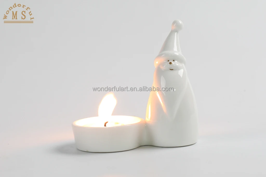Christmas ornaments ceramic candle holder Santa Claus candle container desktop candle vessels home decoration