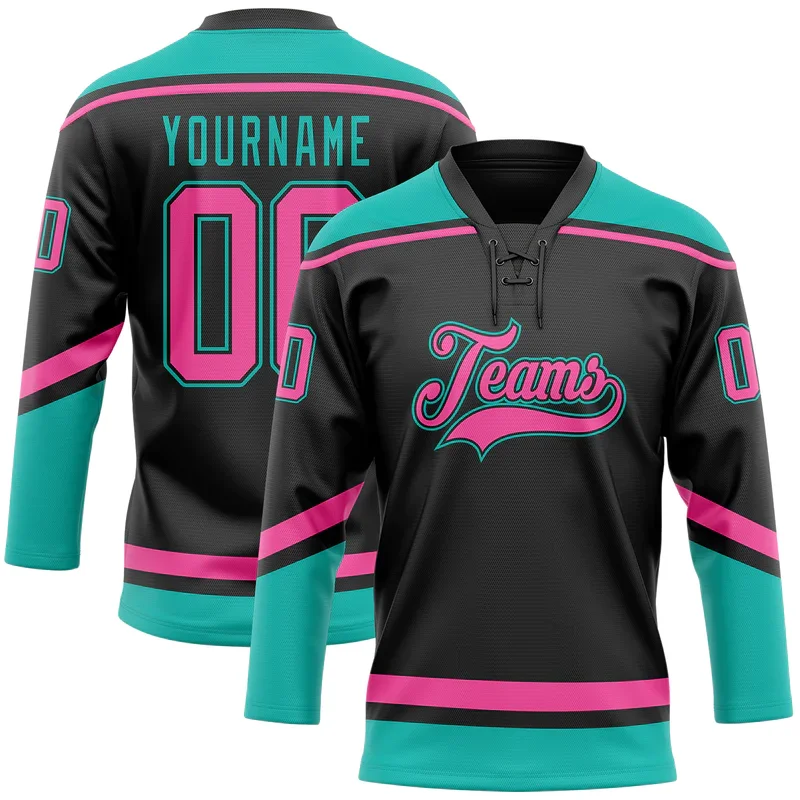 Free Design Team Logo Sewing Pattern Youth Training Ice Hockey Wear Purple Pink Camo Hockey Jersey