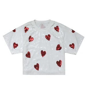 Customizable Casual Chiffon Sequin Shirts Summer Knee-Length Printed Design Breathable Washable Girl T-shirt