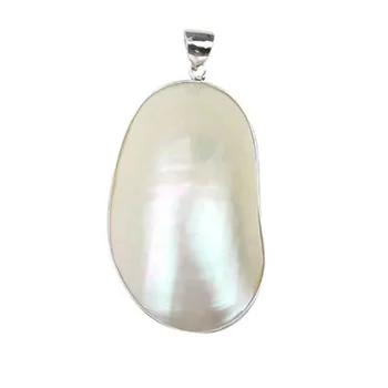 Natural Mabe Pearl SeaShell DIY Handmade Cabochon Charm Pendant Jewelry Gift White Mother Oval Conch Shell Pendant