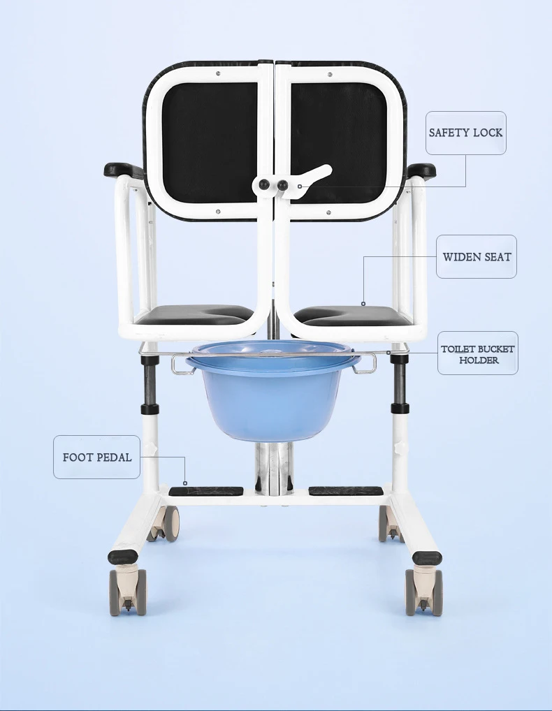 Shower Chair Commode - Manual Folding Patient Transfer Chair