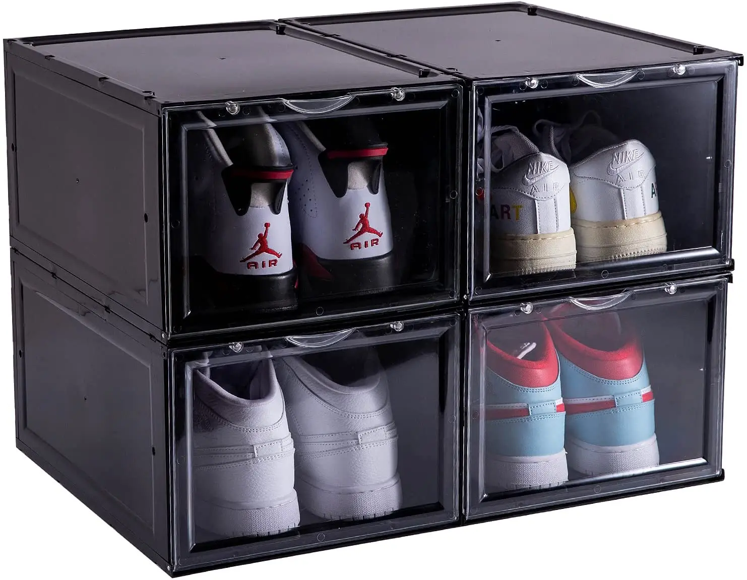 Plastic Clear Shoe Storage Transparent Boot Box Stackable Case Organizer Tools 