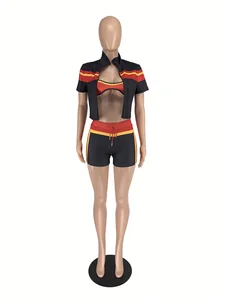 Dropshipping 2026 Summer Women Clothing S-XL Casual Tracksuit Digital Printed Mini 3 Piece Shorts Set