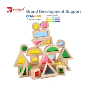 Creative Acrylic Rainbow Stacking Blocks Educational DIY Intelligence Building Wooden Toys for Children Colorful Learning Toys