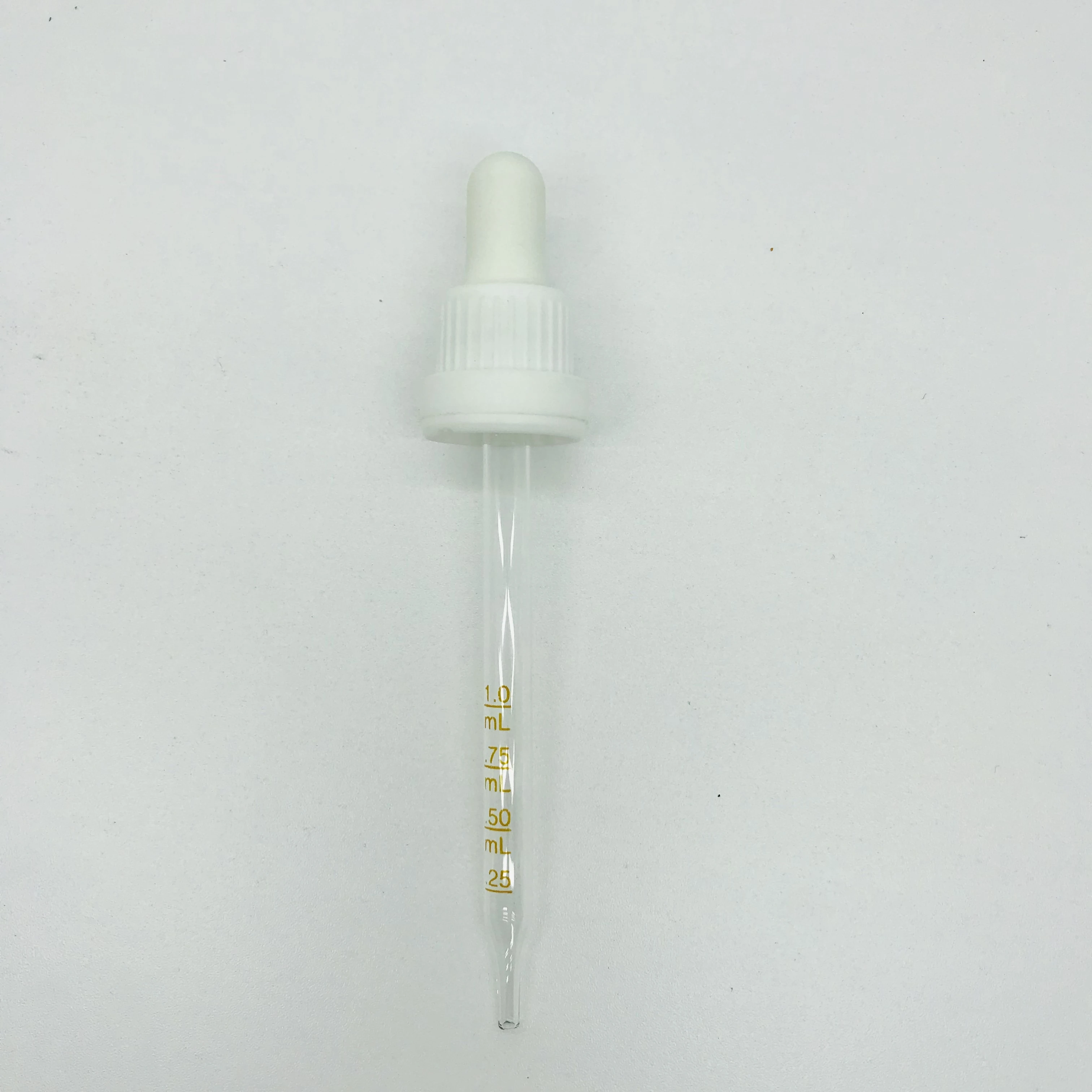 Factory supply white black 18/410 graduated dropper and cap high quality rubber dropper cap glass pipette