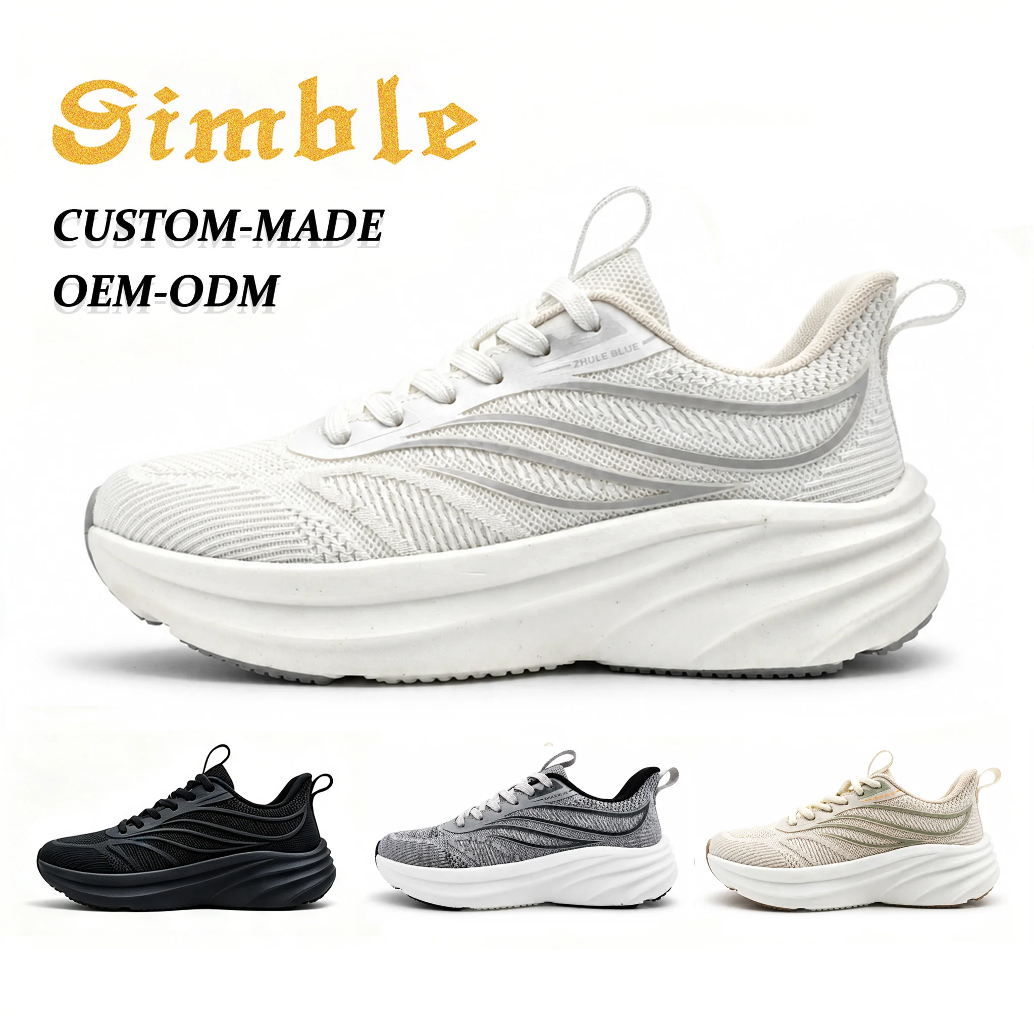 OEM Custom Unisex Fashion Casual Sneakers Light-weight Shock-absorption EVA Rubber Patch Men Running Shoes