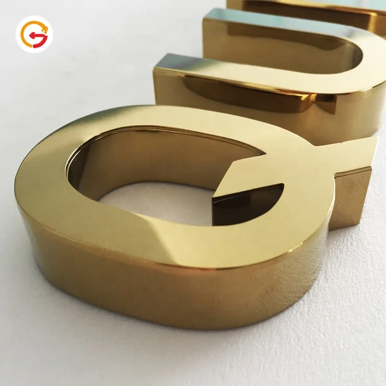 JAGUARSIGN Custom Polished Titanium Plating Gold Color Stainless Steel Sign Letter Edelstahl Buchstaben Metal RVS Letters