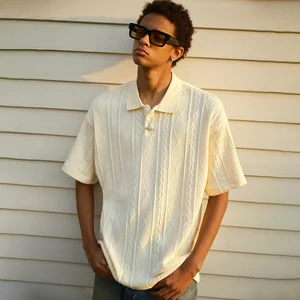 Custom High Quality Men's Retro Style Polo Shirt 100% Cotton Short Sleeve Loose Fit Old Money Texture Summer Retro Collar