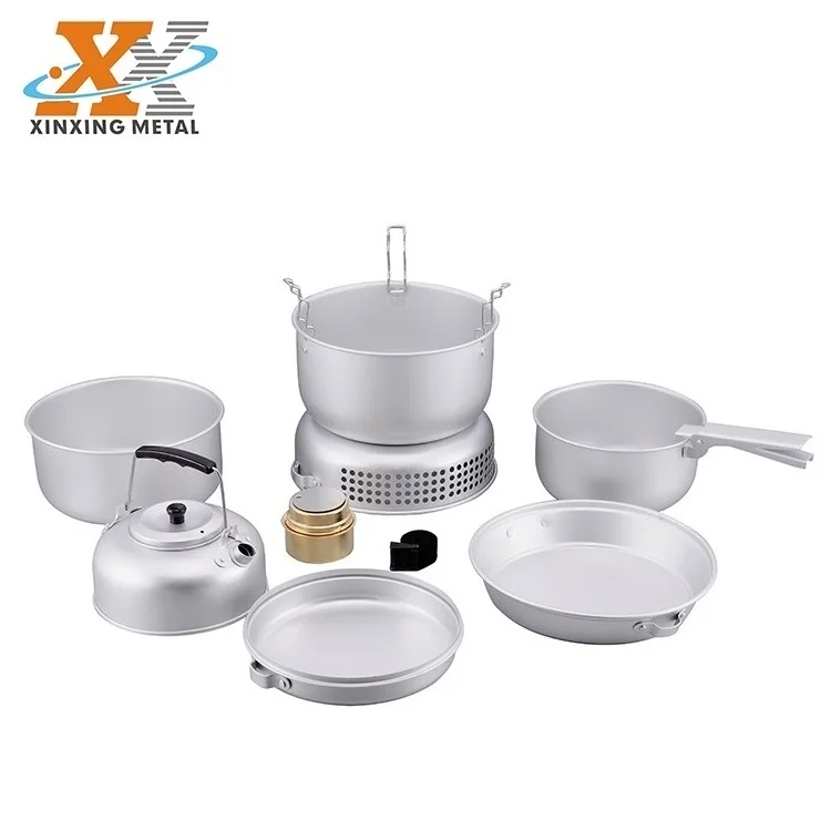 Portability with Carrying Strap Hiking Kitchenware Family Camping Cookware Set