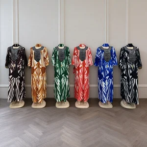 New Fashion Middle East Large Loose Casual Elegant African Muslim Abaya Print Women's Clothing