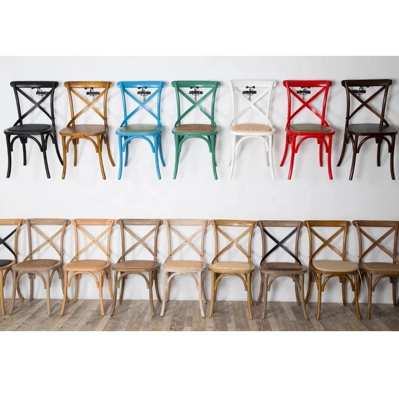 Solid Wood Stackable Wood Cross Back Chair Wedding Event Rental Chair