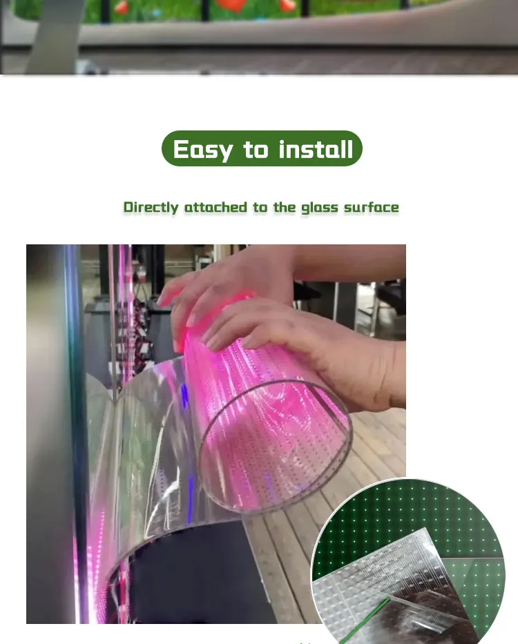 Crystal Clear 3D Transparent Wall LED Screen for Outdoor Advertising