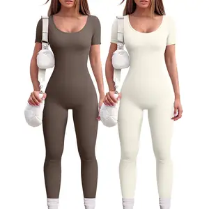 Hot Selling Women's Sports Bodysuit Four-Way Stretch Spandex/Nylon Sexy Jumpsuit Hip Lifting Shaping for Fitness Yoga Cycling