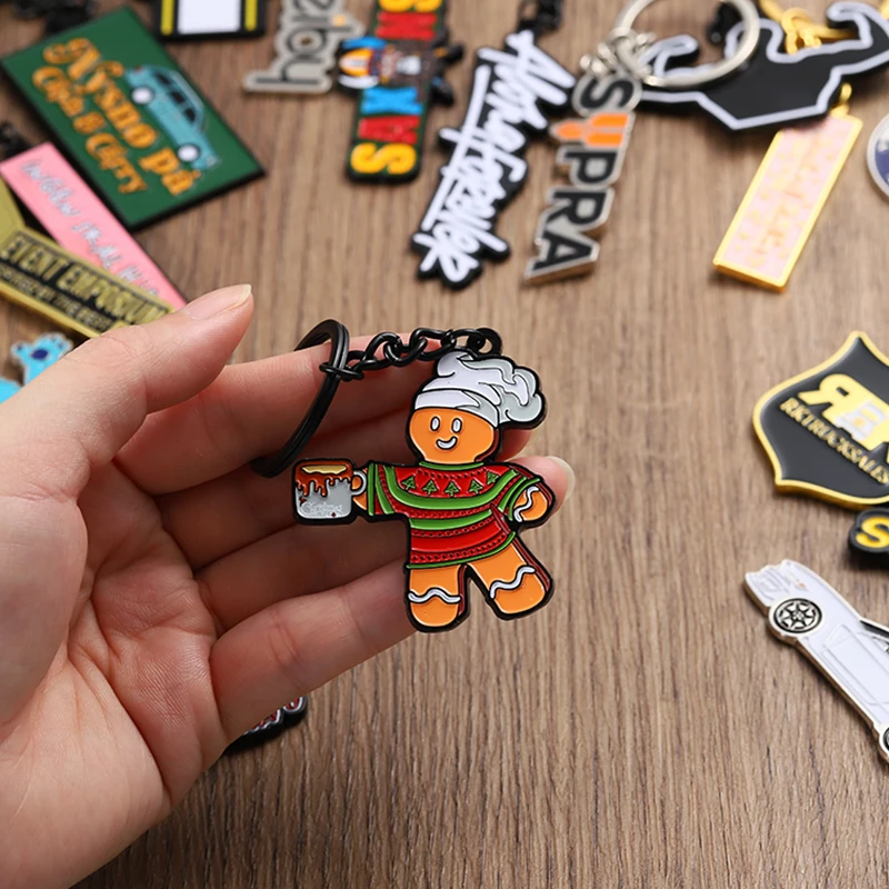 Promotional keyring custom 3d logo letters metal key chains hard soft enamel keychain custom logo cartoon cute key chain