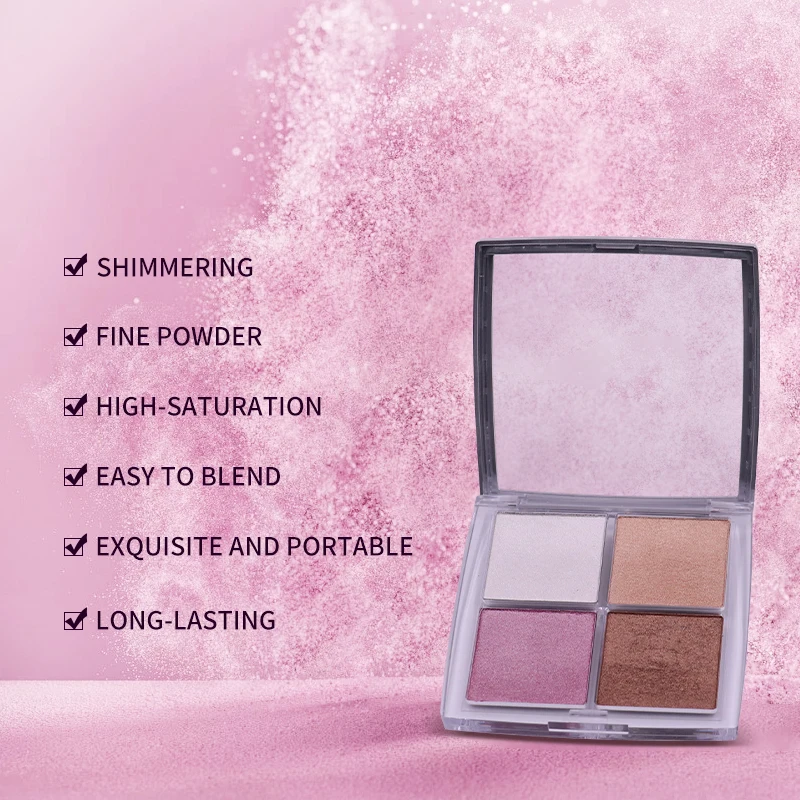 New Professional Cosmetic Eyeshadow Blusher Palette Private Label Vegan Shimmer Powder Blush Highlighter Palette manufacture