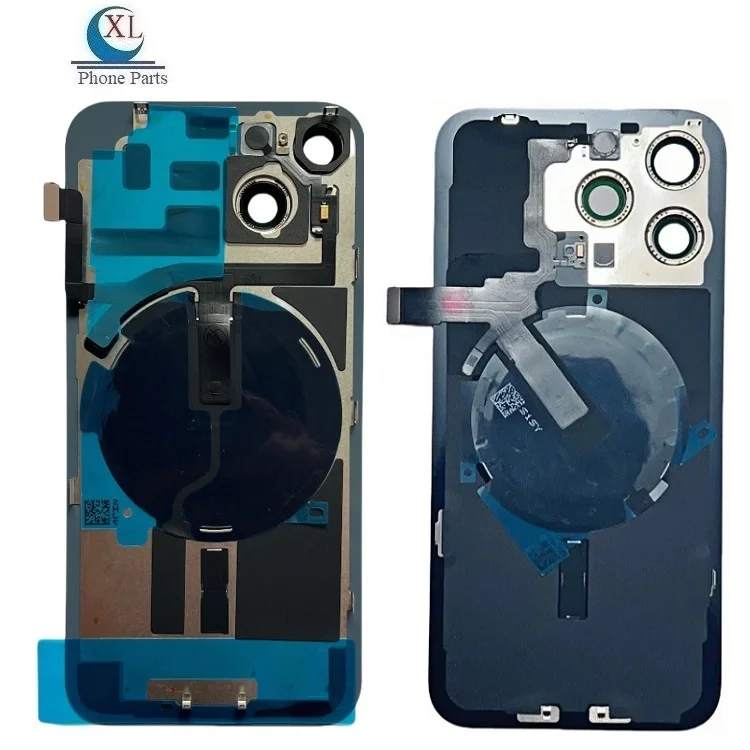 Custodia Posteriore Magnetico Per IPhone 14, Vetro E Piastra Metallica, Cover Rigida Trasparente Effetto Nero