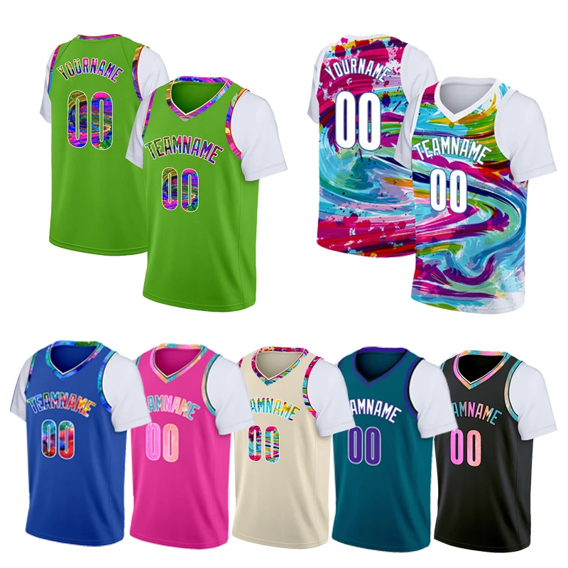 New Design Plaid Basketball Sports Wear Sublimation Printing Green  Basketball Jerseys