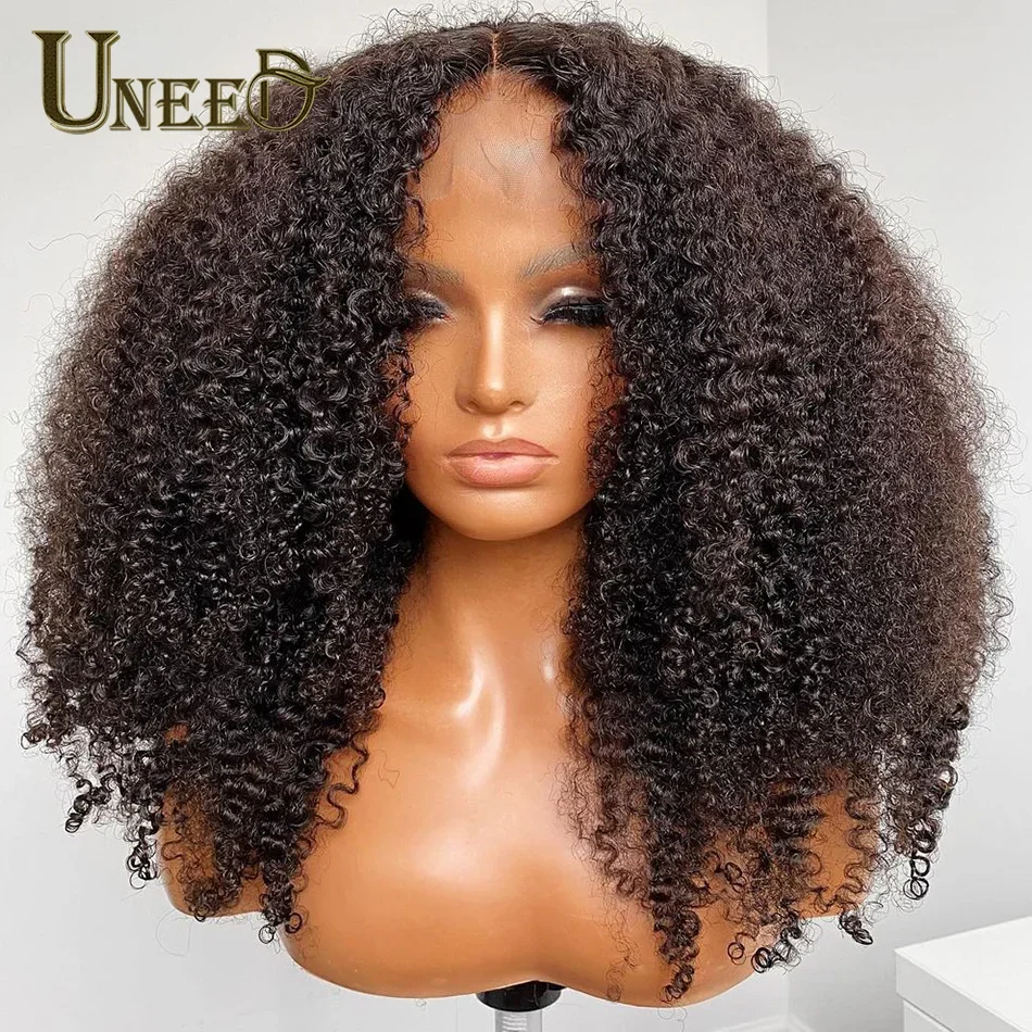 Mongoolse Kinky Curly Menselijk Haar Lace Front Pruik 13x4 voor Vrouwen 180% 200% Dichtheid_voghion.com