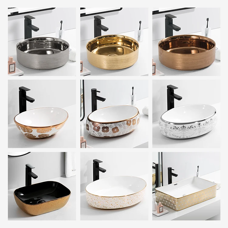 Kidoir Luxury Bathroom Wash Basin - Ceramic & Gold Plated