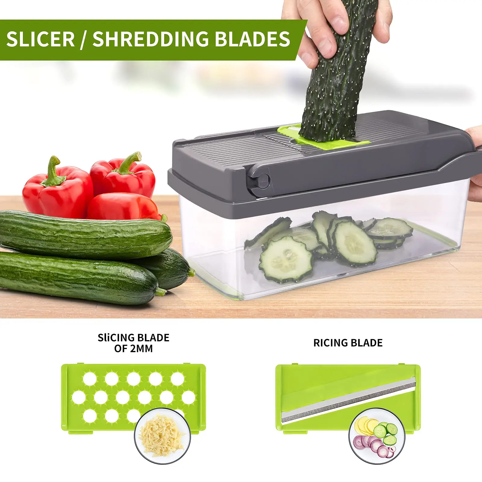 Picador de verduras – Picadora de cebolla con recipiente – Cortador de  verduras de cocina con cesta de