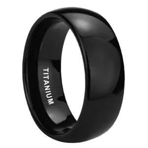 Coolstyle Jewelry Domed Polished 8mm Wholesale Black Titanium Ring for Men Women Fashion Engagement Wedding Band